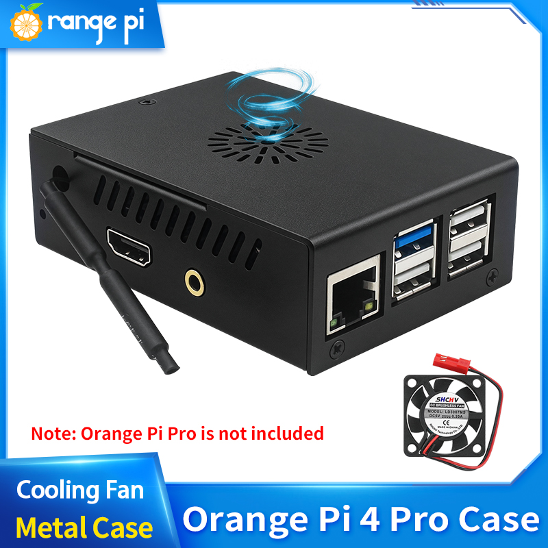 Boîtier métallique noir Orange - Pi 4 Case avis et prix